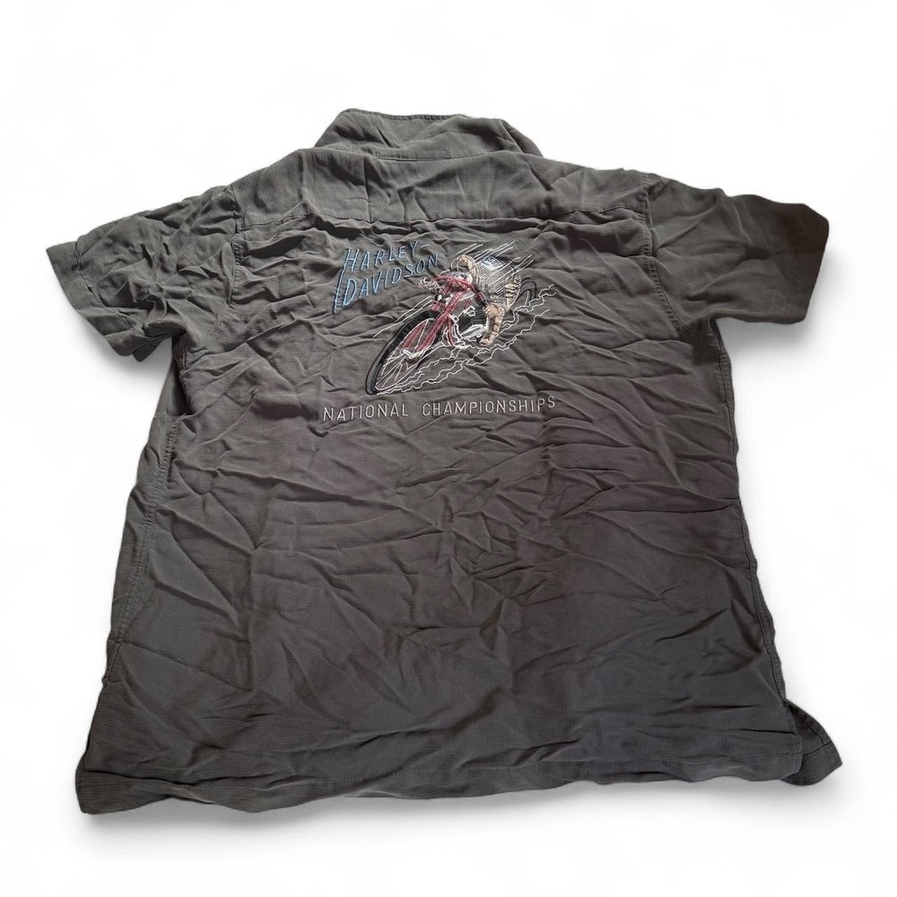 Harley-Davidson gray short sleeve button-up shirt